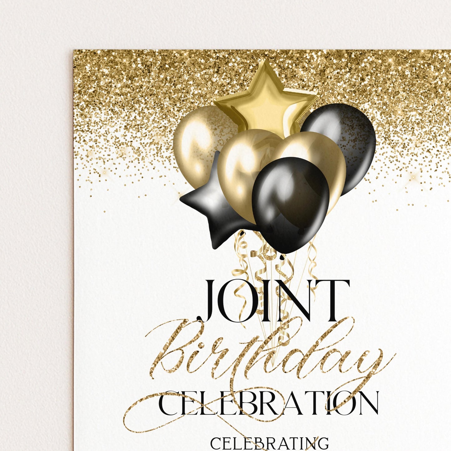 Gold and Black Birthday Invite, Joint 40th Celebration (Editable Template)