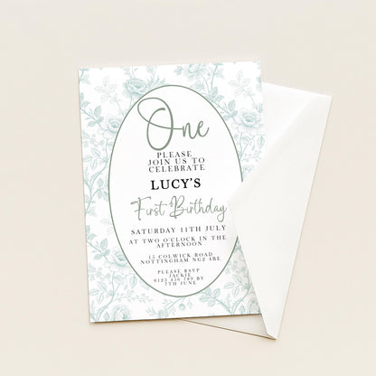 The image is a birthday invitation for a girl named Lucy, inviting guests to join her for a celebration on Saturday, July 15th at the Afternoon in the town of Northwich.