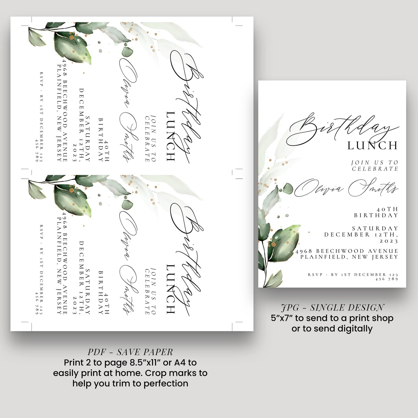 Birthday Lunch invitation