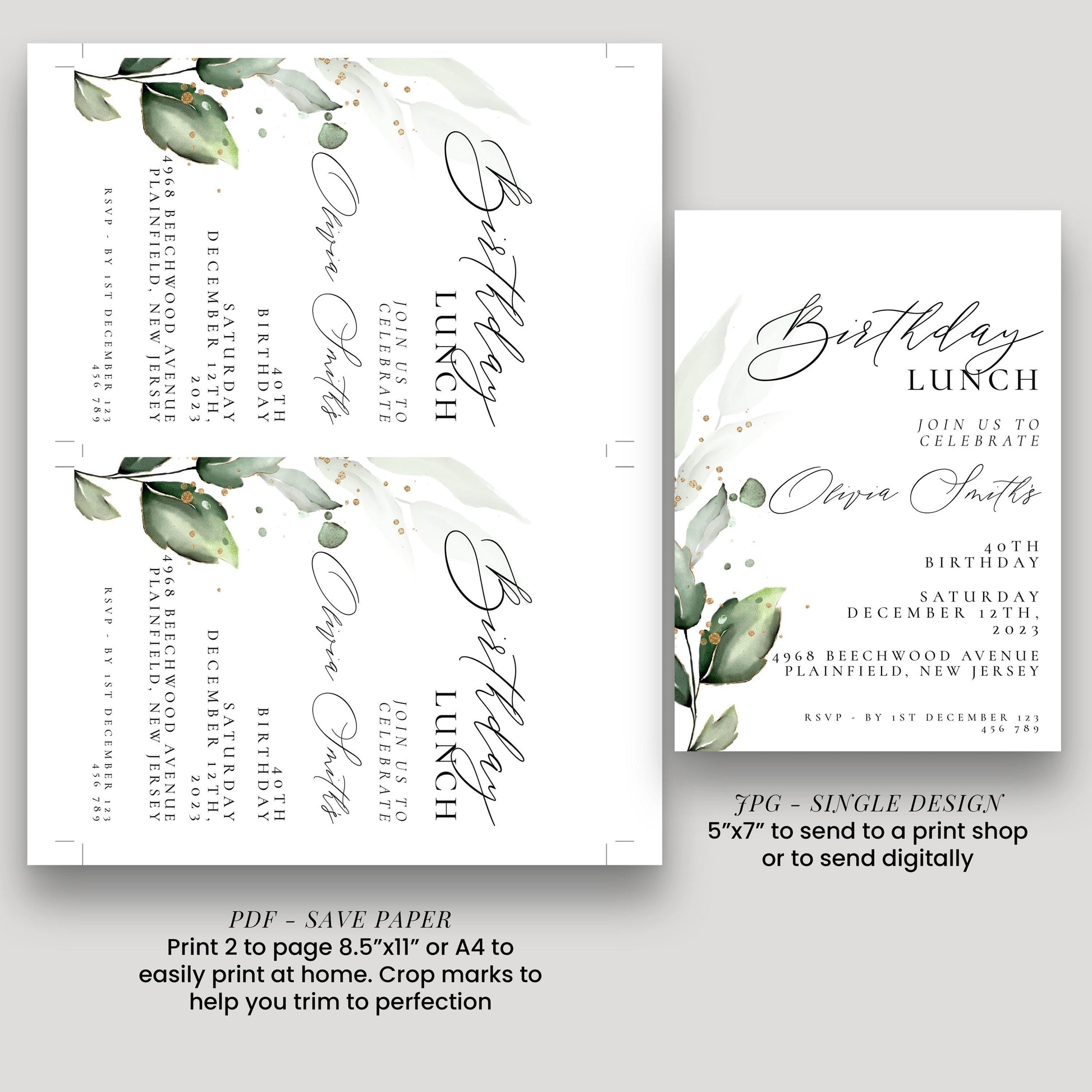 Birthday Lunch invitation