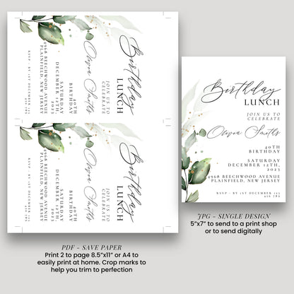 Birthday Lunch invitation