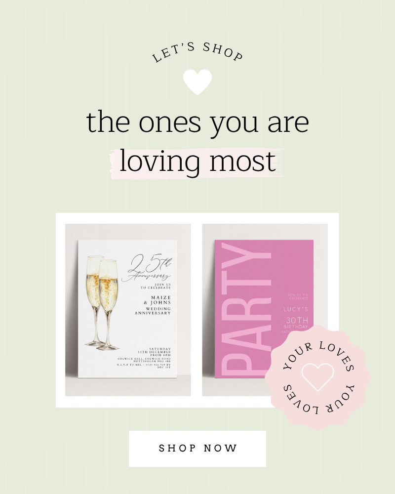 Promotional graphic with birthday invitations and text on a light green background