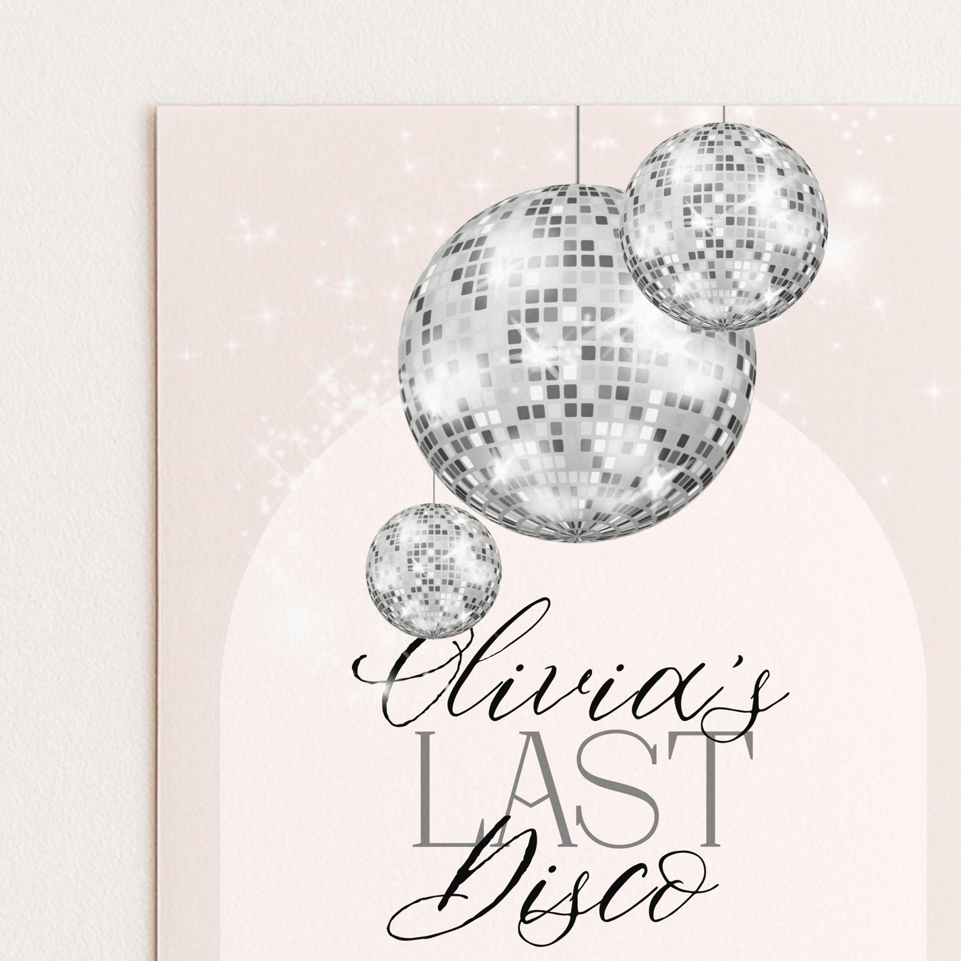 Last Disco Bachelorette Invitation with Itinerary Template Editable Hen Party Weekend Invite Pink Disco Ball Ibiza Theme Digital Download