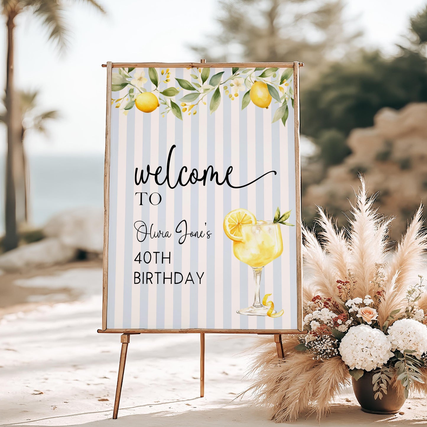Editable Lemon 40th Birthday Welcome Sign Any Age Summer Citrus Party Sign Template Adult Birthday Decor Printable Corjl Welcome Poster LM89