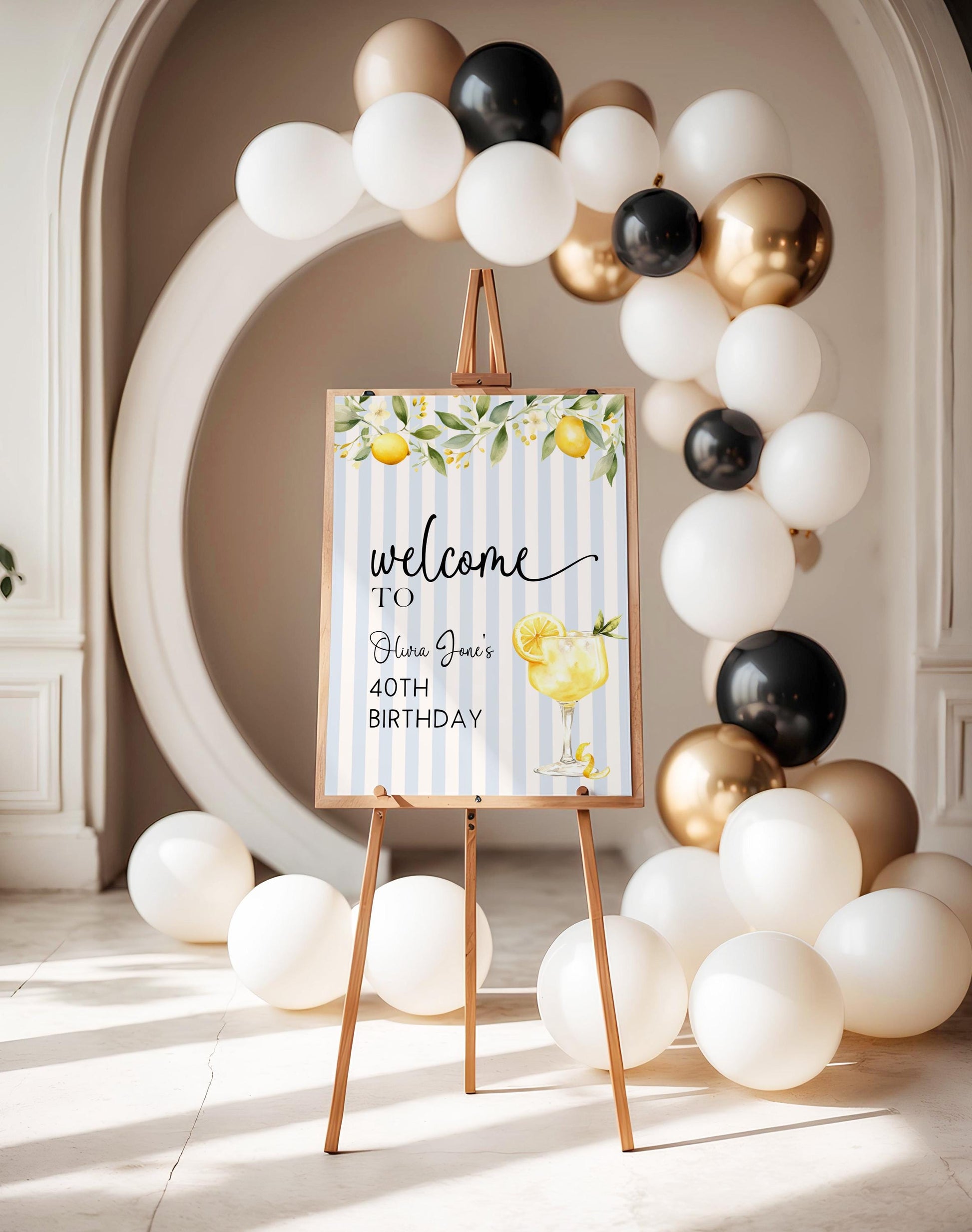 Editable Lemon 40th Birthday Welcome Sign Any Age Summer Citrus Party Sign Template Adult Birthday Decor Printable Corjl Welcome Poster LM89