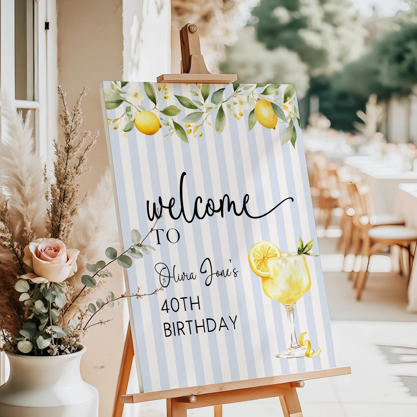 Editable Lemon 40th Birthday Welcome Sign Any Age Summer Citrus Party Sign Template Adult Birthday Decor Printable Corjl Welcome Poster LM89