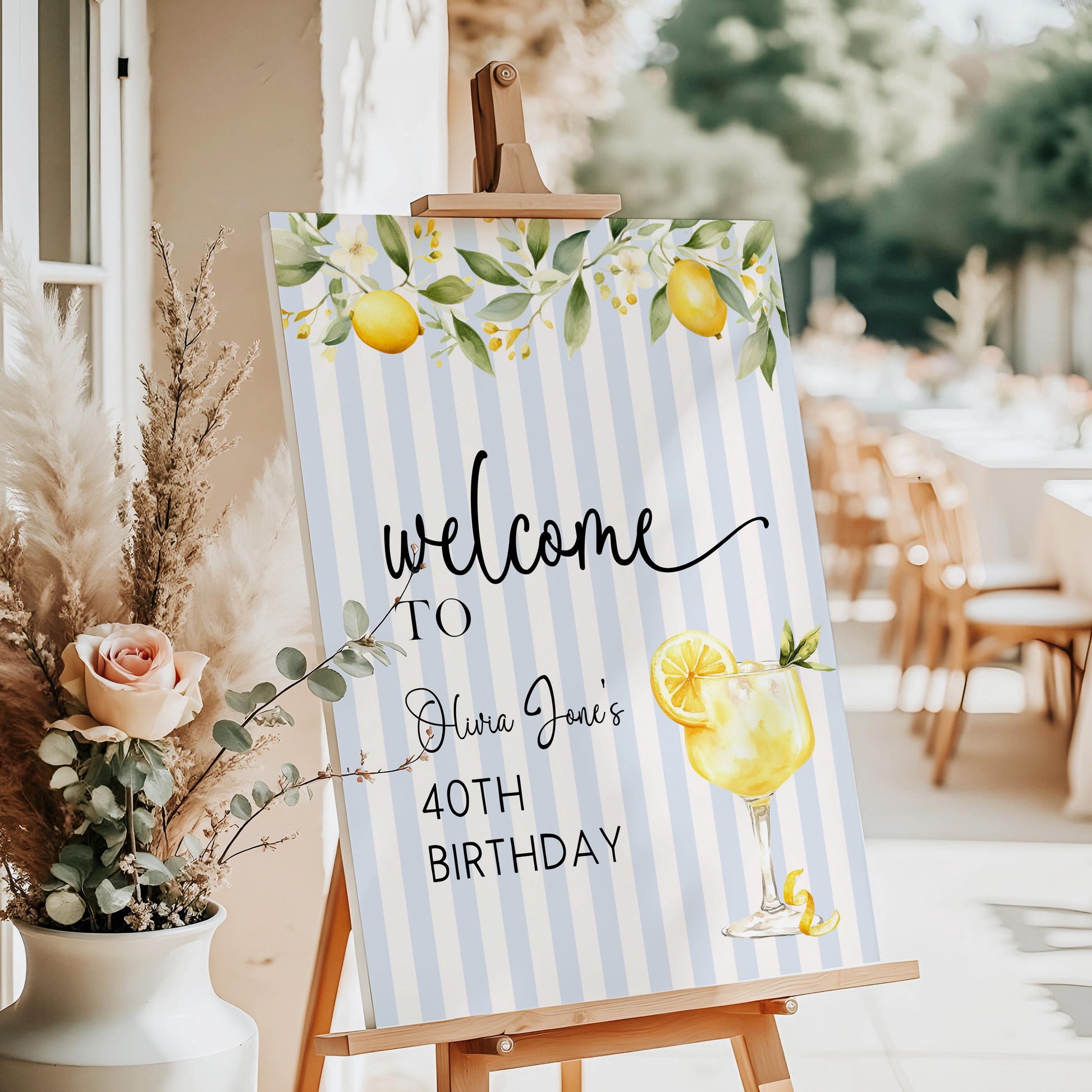 Editable Lemon 40th Birthday Welcome Sign Any Age Summer Citrus Party Sign Template Adult Birthday Decor Printable Corjl Welcome Poster LM89