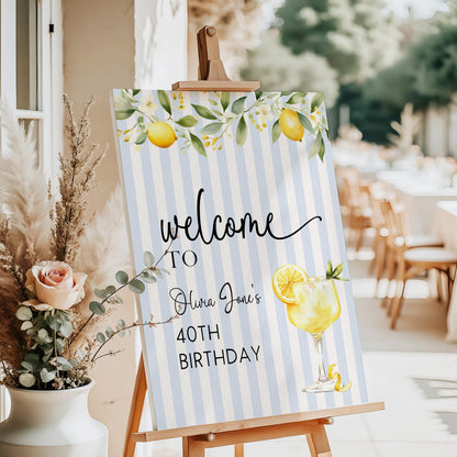 Editable Lemon 40th Birthday Welcome Sign Any Age Summer Citrus Party Sign Template Adult Birthday Decor Printable Corjl Welcome Poster LM89