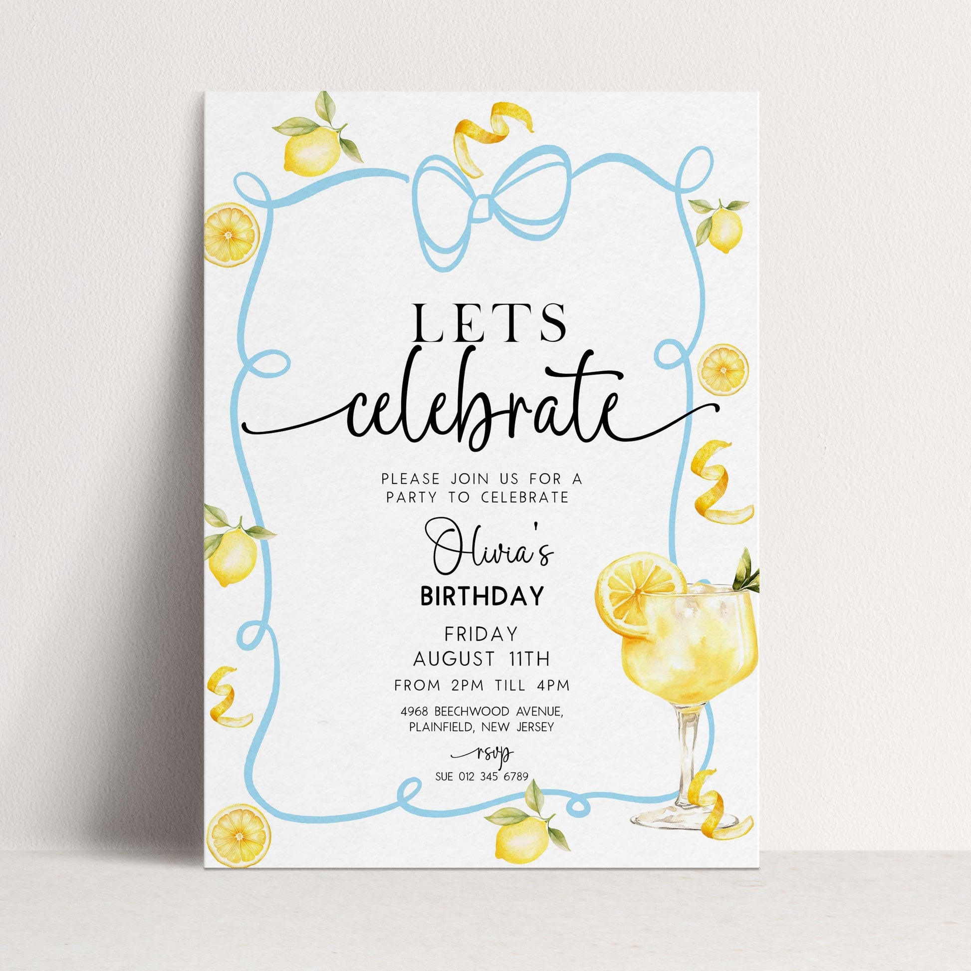 Lemon Birthday Invitation Summer Party Invite, Citrus Birthday Theme, Fresh Lemon Party Invite, Editable Template