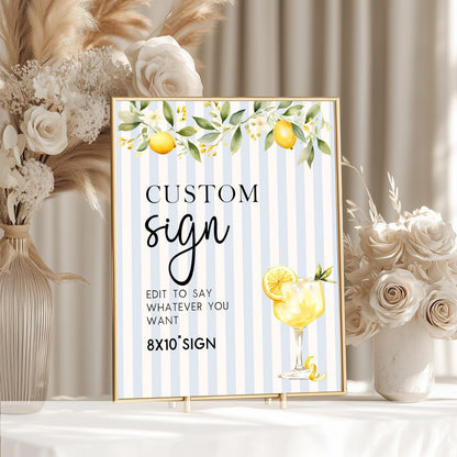 Editable Lemon Custom Table Signs Citrus Summer Party Printable 5x7 and 8x10 Corjl Signs Instant Download Wedding or Birthday Decor LM89
