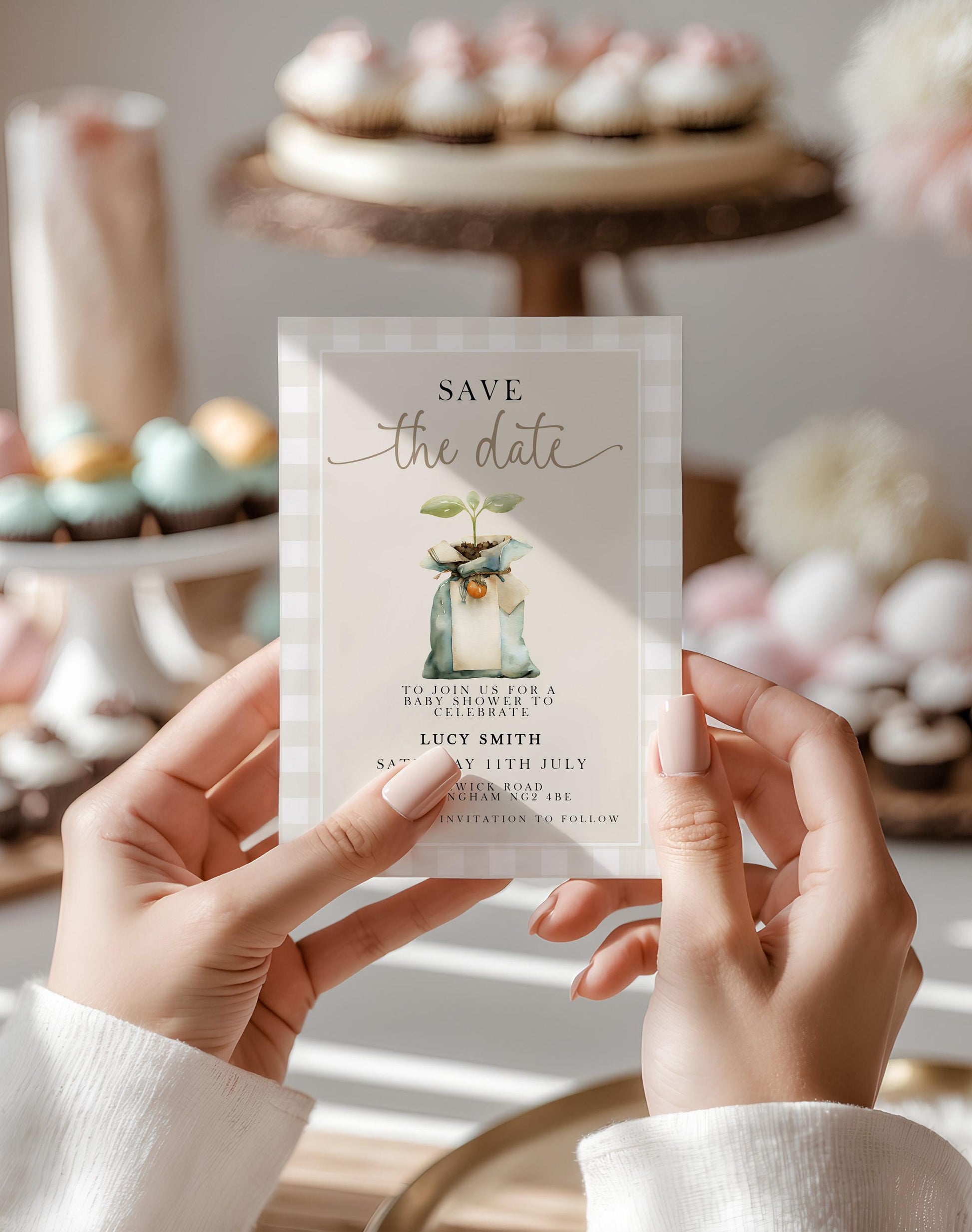 Locally Grown Baby Shower Save The date Invitation, Editable Garden Baby Invite Veggie Baby Theme, Gender Neutral, Printable Template LG20