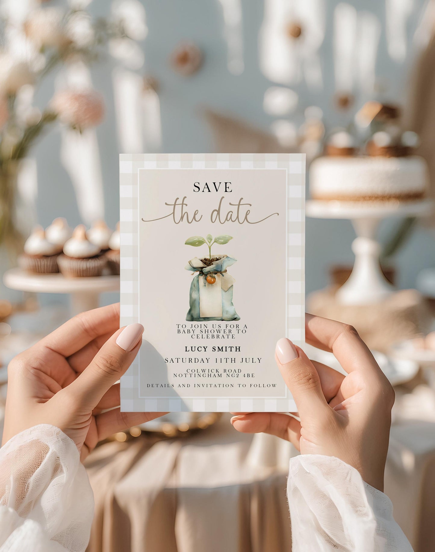 Locally Grown Baby Shower Save The date Invitation, Editable Garden Baby Invite Veggie Baby Theme, Gender Neutral, Printable Template LG20