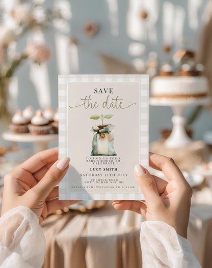 Locally Grown Baby Shower Save The date Invitation, Editable Garden Baby Invite Veggie Baby Theme, Gender Neutral, Printable Template LG20