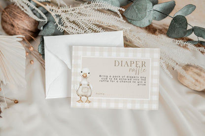 Neutral Goose Baby Shower Bundle, Editable Corjl Insert Set, Beige Baby Shower Template, Diaper Raffle, Books for Baby, Thank You Card SG21