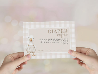 Neutral Goose Baby Shower Bundle, Editable Corjl Insert Set, Beige Baby Shower Template, Diaper Raffle, Books for Baby, Thank You Card SG21