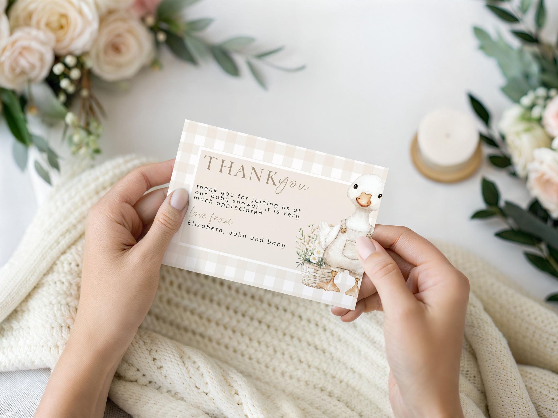 Neutral Goose Baby Shower Bundle, Editable Corjl Insert Set, Beige Baby Shower Template, Diaper Raffle, Books for Baby, Thank You Card SG21