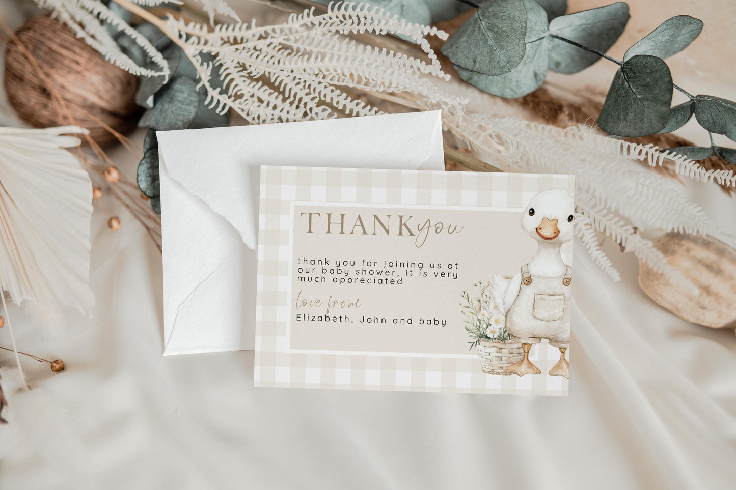 Neutral Goose Baby Shower Bundle, Editable Corjl Insert Set, Beige Baby Shower Template, Diaper Raffle, Books for Baby, Thank You Card SG21
