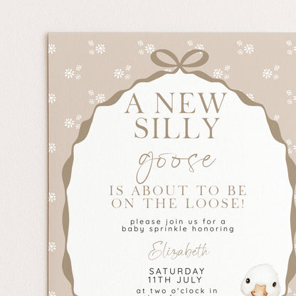 Neutral Goose Baby Sprinkle Invitation, Editable Baby Shower Template , Corjl Instant Download SG21