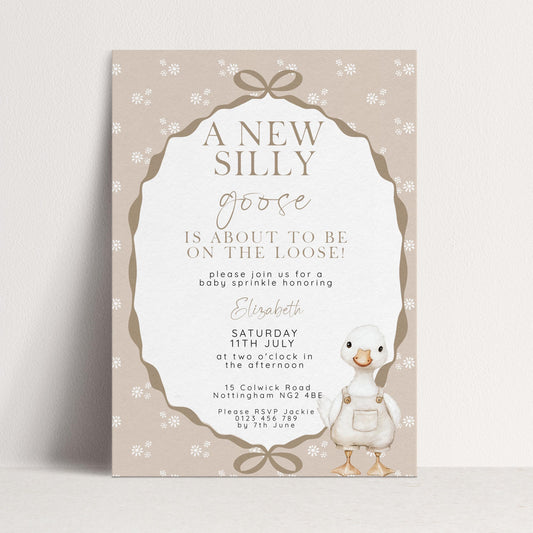Neutral Goose Baby Sprinkle Invitation, Editable Baby Shower Template , Corjl Instant Download SG21