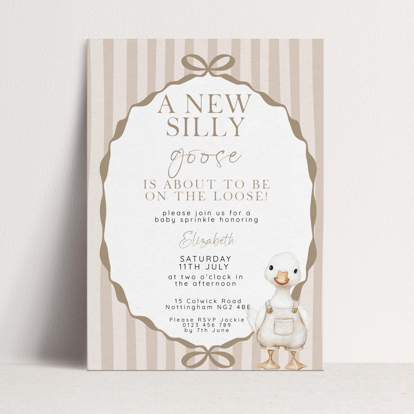 Editable Neutral Goose Baby Sprinkle Invitation, Printable Baby Shower Template , Corjl Instant Download SG21