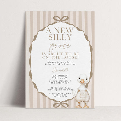 Editable Neutral Goose Baby Sprinkle Invitation, Printable Baby Shower Template , Corjl Instant Download SG21