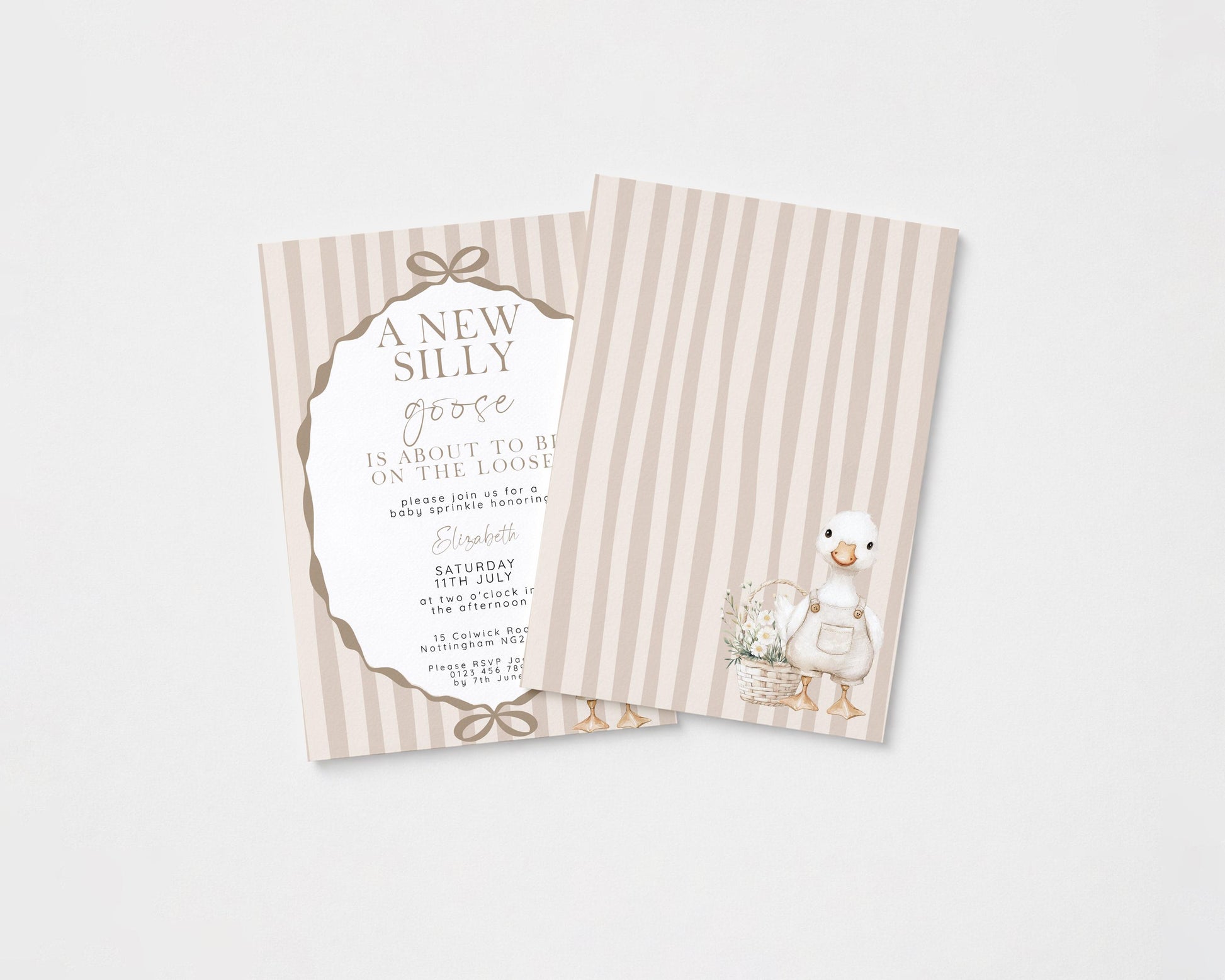 Editable Neutral Goose Baby Sprinkle Invitation, Printable Baby Shower Template , Corjl Instant Download SG21