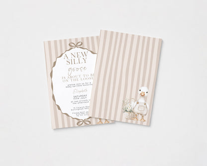 Editable Neutral Goose Baby Sprinkle Invitation, Printable Baby Shower Template , Corjl Instant Download SG21