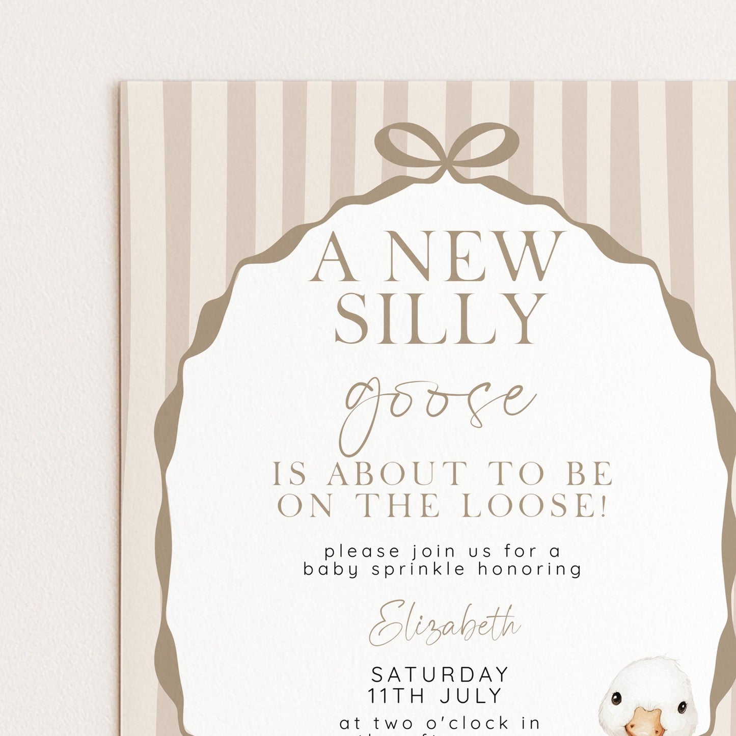 Editable Neutral Goose Baby Sprinkle Invitation, Printable Baby Shower Template , Corjl Instant Download SG21
