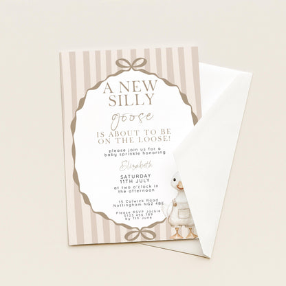 Editable Neutral Goose Baby Sprinkle Invitation, Printable Baby Shower Template , Corjl Instant Download SG21