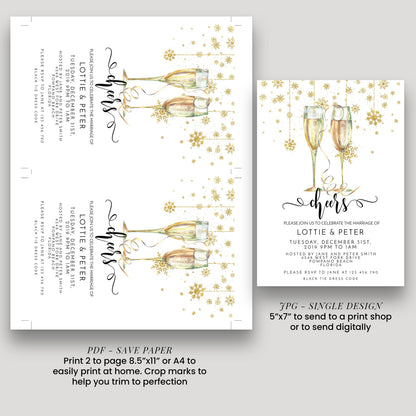 New Year's Eve Wedding Invitation: Editable DIY Party Invite