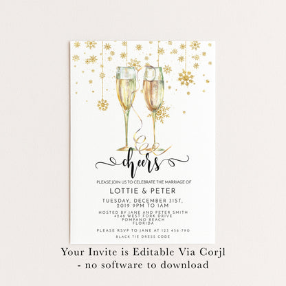 New Year's Eve Wedding Invitation: Editable DIY Party Invite