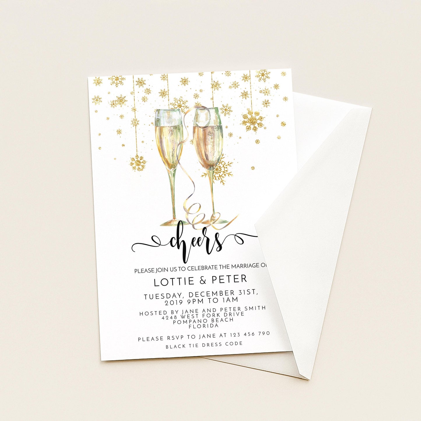 New Year's Eve Wedding Invitation: Editable DIY Party Invite