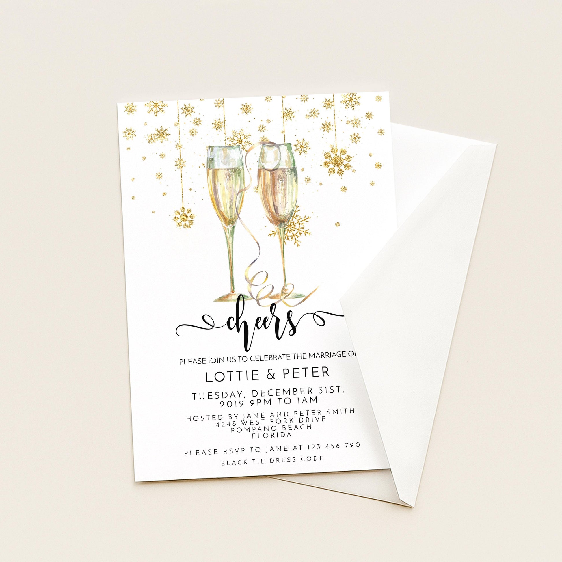 New Year's Eve Wedding Invitation: Editable DIY Party Invite