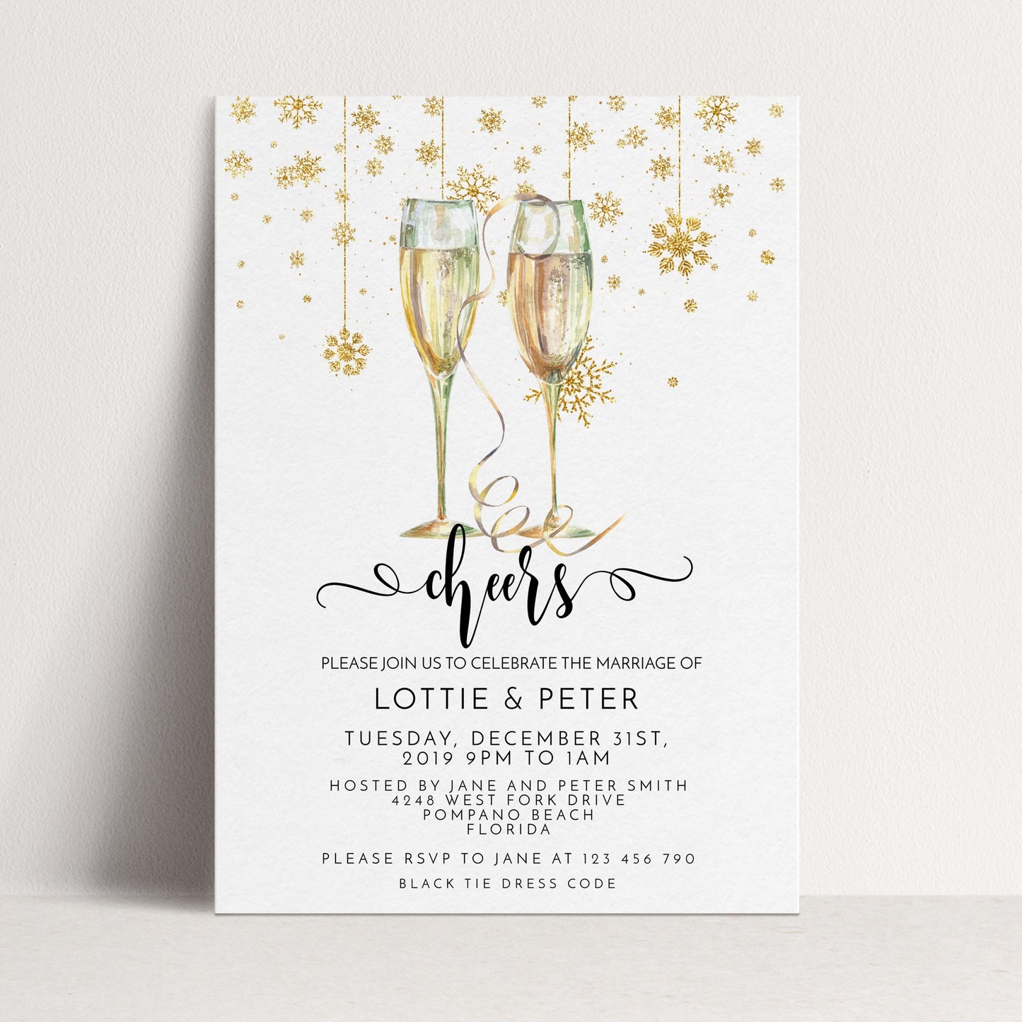 New Year's Eve Wedding Invitation: Editable DIY Party Invite
