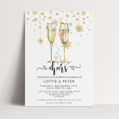 New Year's Eve Wedding Invitation: Editable DIY Party Invite