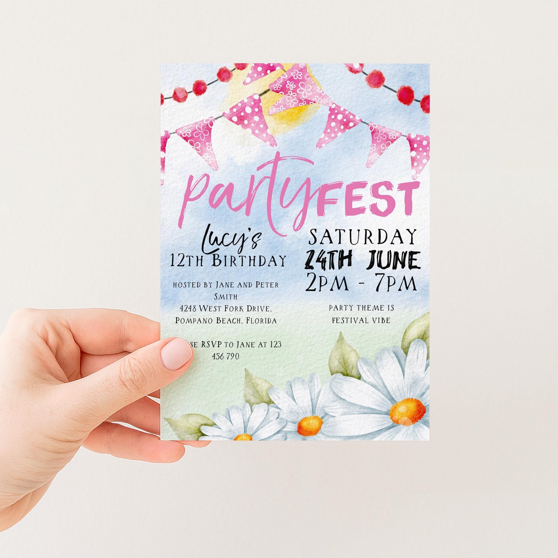 PartyFest Festival Theme Birthday Invitations Editable Instant Download Template All Text Editable Any Age Occasion FST