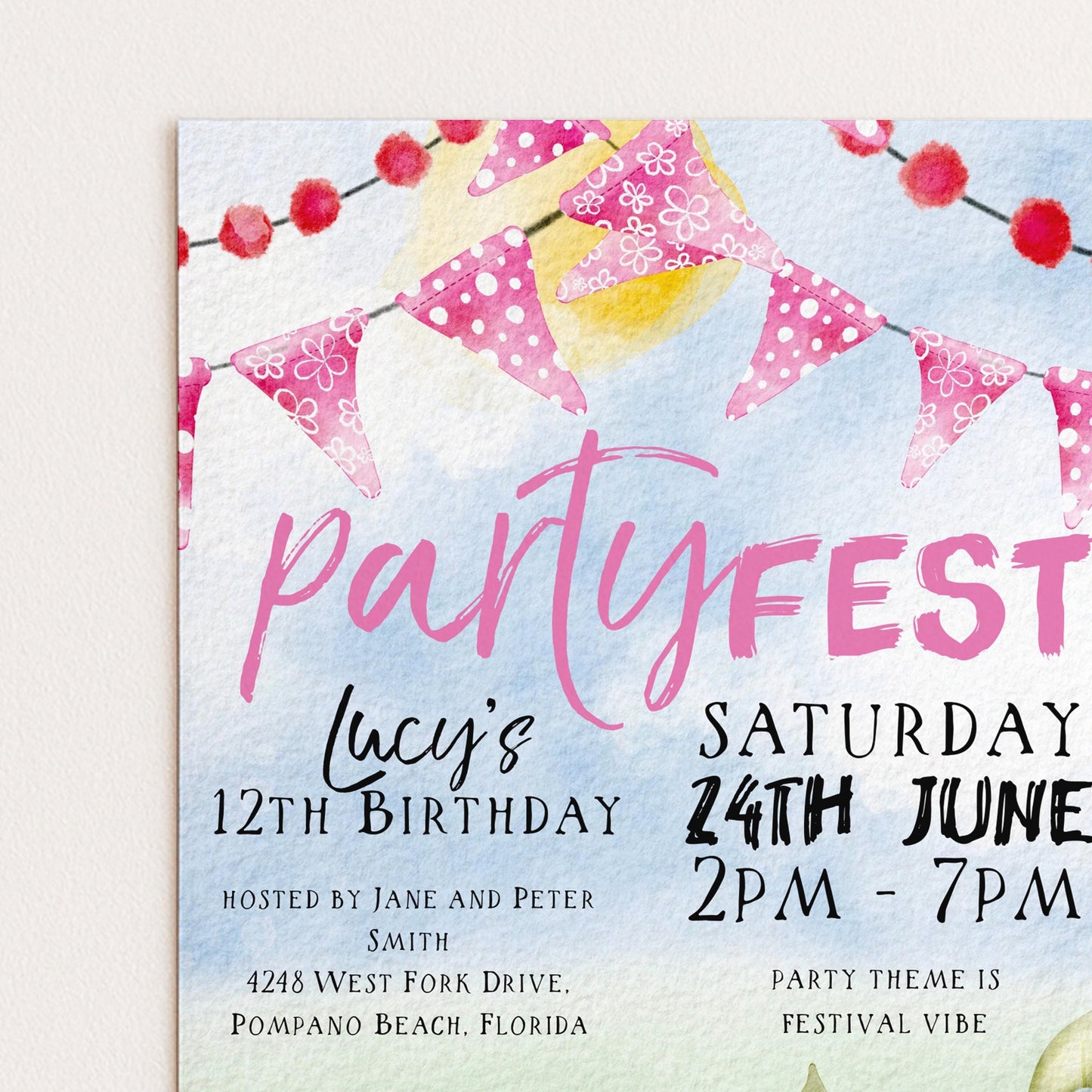 PartyFest Festival Theme Birthday Invitations Editable Instant Download Template All Text Editable Any Age Occasion FST