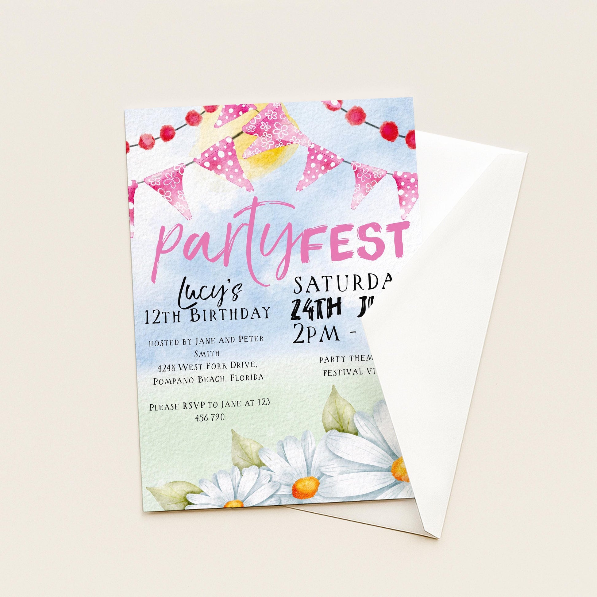 PartyFest Festival Theme Birthday Invitations Editable Instant Download Template All Text Editable Any Age Occasion FST