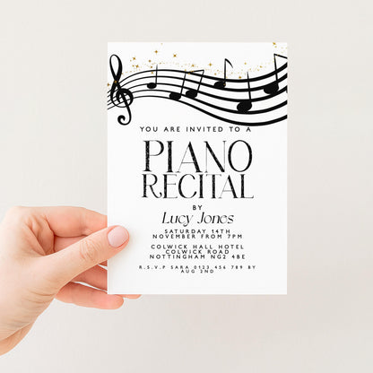 Elegant Piano Recital Invitation | Music Event Digital Invite | Black and White Editable Template | Printable & Instant Download