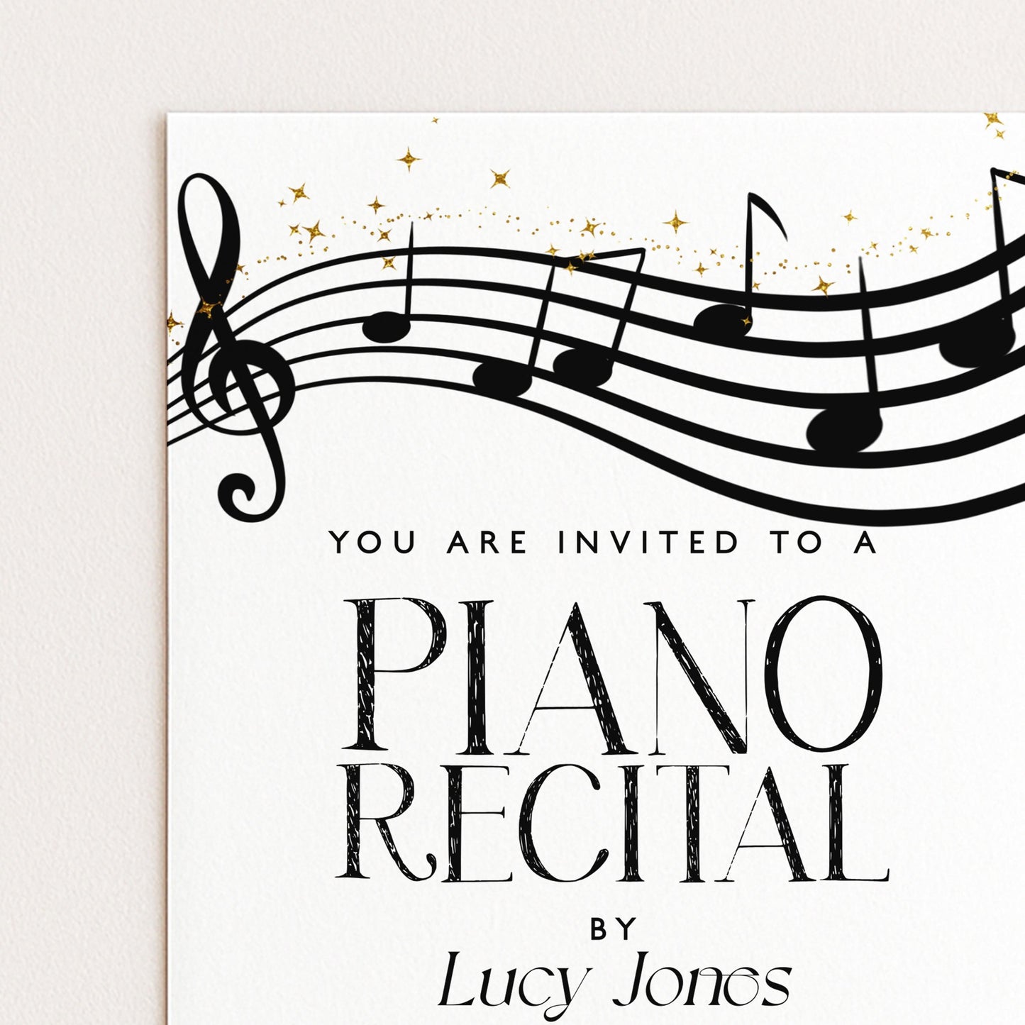 Elegant Piano Recital Invitation | Music Event Digital Invite | Black and White Editable Template | Printable & Instant Download