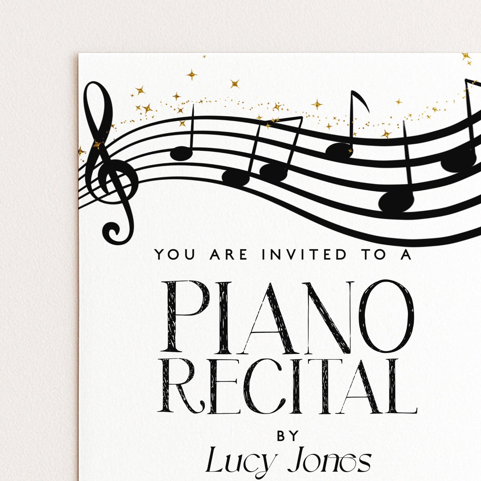 Elegant Piano Recital Invitation | Music Event Digital Invite | Black and White Editable Template | Printable & Instant Download