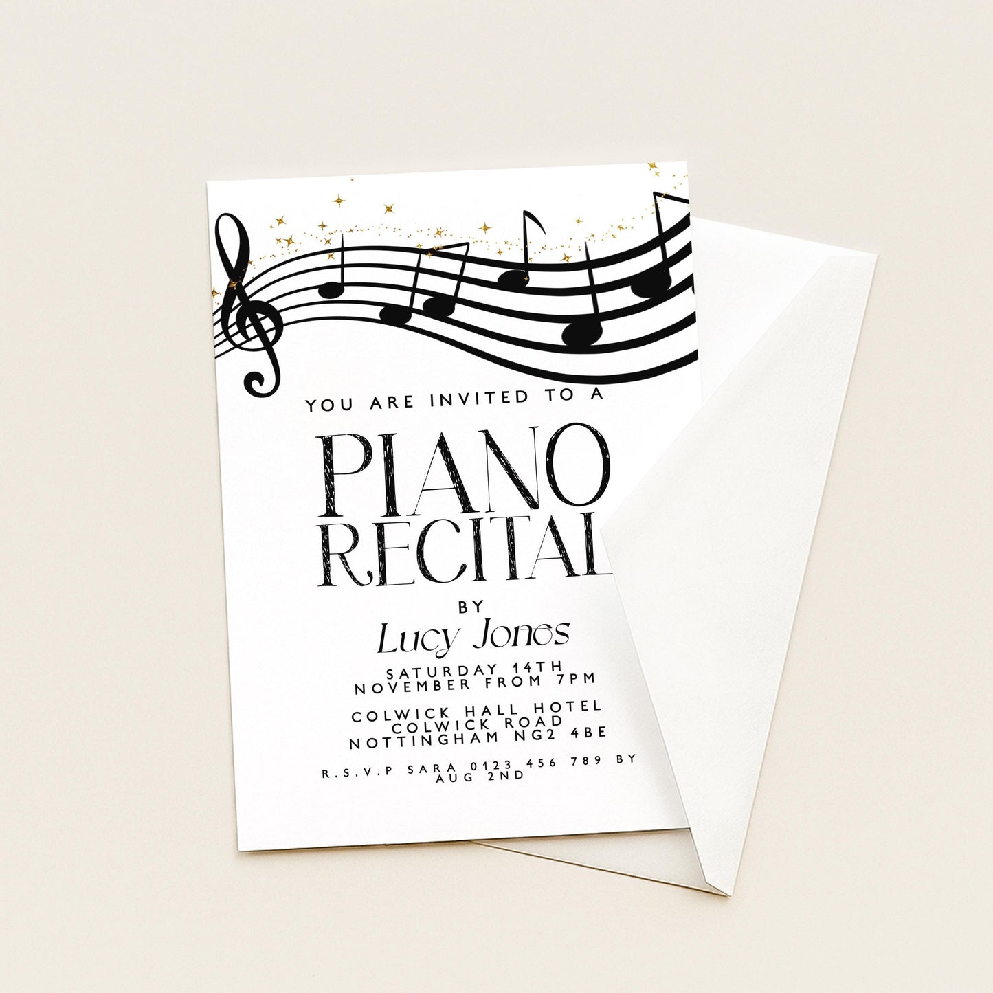 Elegant Piano Recital Invitation | Music Event Digital Invite | Black and White Editable Template | Printable & Instant Download
