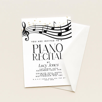 Elegant Piano Recital Invitation | Music Event Digital Invite | Black and White Editable Template | Printable & Instant Download