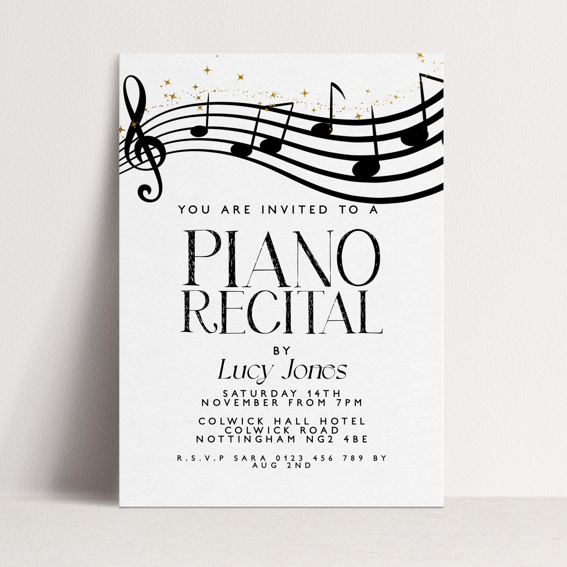Elegant Piano Recital Invitation | Music Event Digital Invite | Black and White Editable Template | Printable & Instant Download