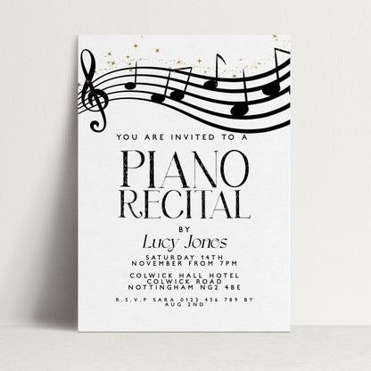 Elegant Piano Recital Invitation | Music Event Digital Invite | Black and White Editable Template | Printable & Instant Download