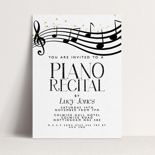 Elegant Piano Recital Invitation | Music Event Digital Invite | Black and White Editable Template | Printable & Instant Download