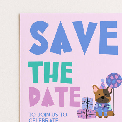 Puppy Birthday Save the Date - Editable Kids Party Invite