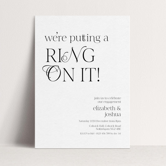 The image is a wedding invitation card with a minimalist design.