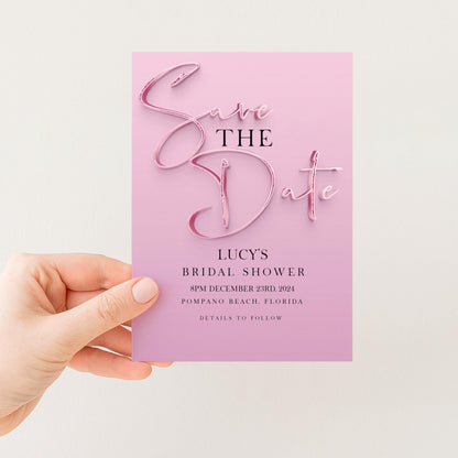 Save The Date Editable invite Pink Sparkly Date Reminder, Simple Elegant For Her Instant Download Printable SPK