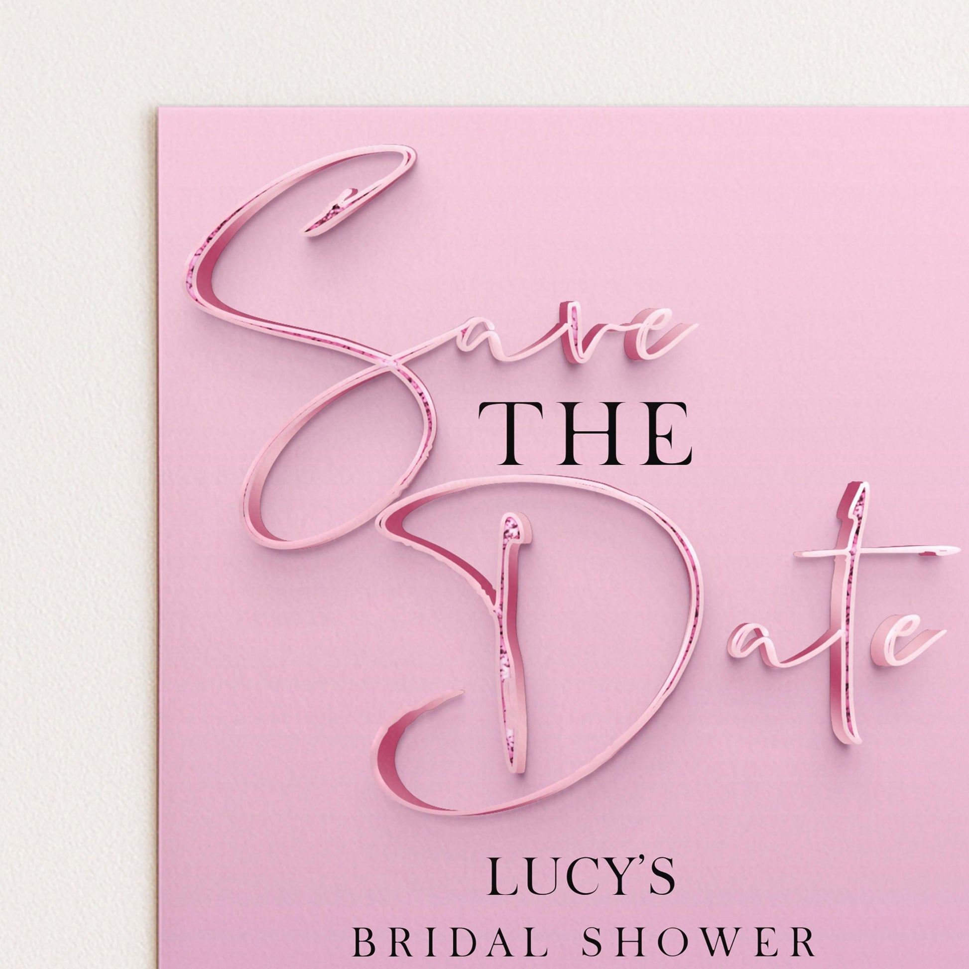 Save The Date Editable invite Pink Sparkly Date Reminder, Simple Elegant For Her Instant Download Printable SPK